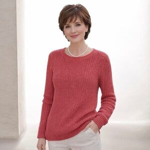 Lauren by Ralph Lauren Women's Pink Knit Crew Neck Sweater Cozy